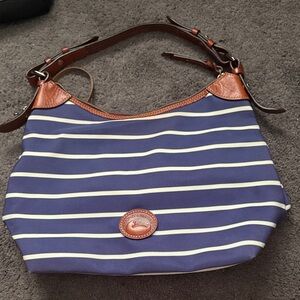 Dooney & Bourke Blue and White Striped Shoulder Bag